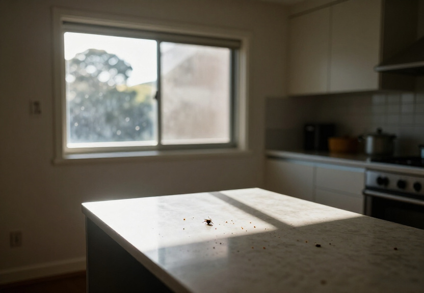 Cockroach activity in a kitchen wall cavity in Emerton before treatment